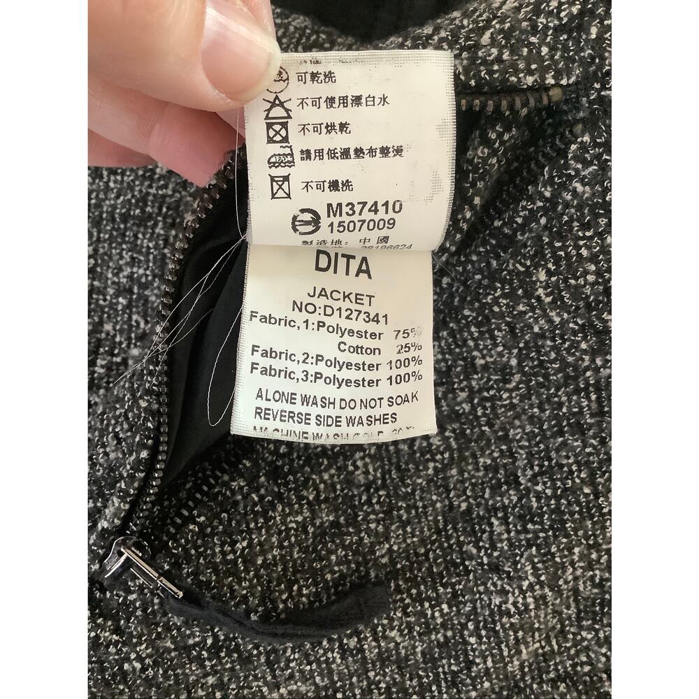 Dita Womens Small Gray Black Full Zip Tweed Knit Hooded Vest Streetwear HR9-10 - Picture 8 of 8